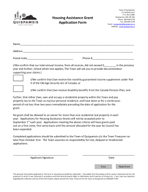 Housing Assistance Grant Application Form Template