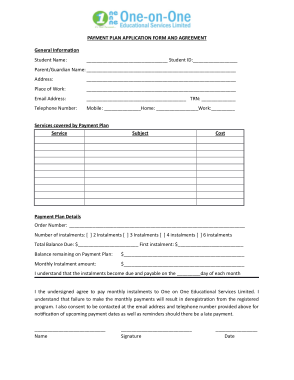 Payment Plan Application Form Template