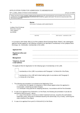 Stock Exchange Membership Application Form Template