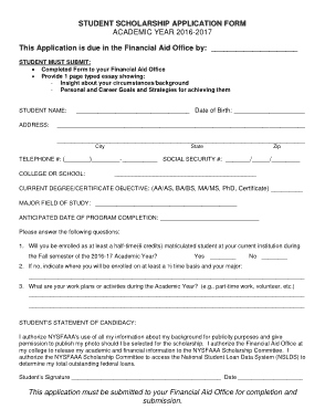 Student Scholarship Application Form Template