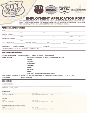 Free Download PDF Books, Restaurant Job Application Form Template