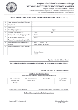 Casual Leave Application Form Templates