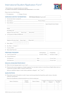 International Student Application Form Templates