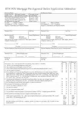 Mortgage Pre Approval Application Form Templates