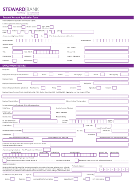 Personal Account Application Form Templates