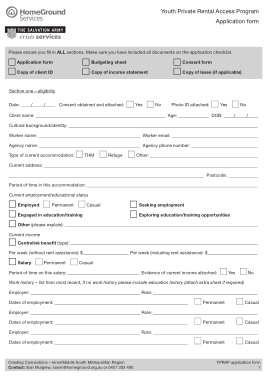 Private Rental Application Form Templates