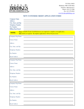 New Customer Credit Form Application Template