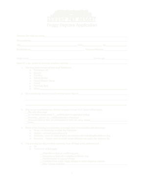 Doggy Daycare Application Form Template