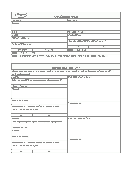 Job History Application Form Template