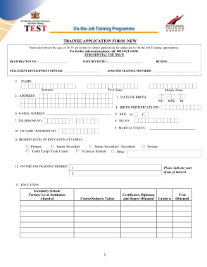 On the job training application form trinidad