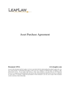 Asset Purchase Agreement Form Template