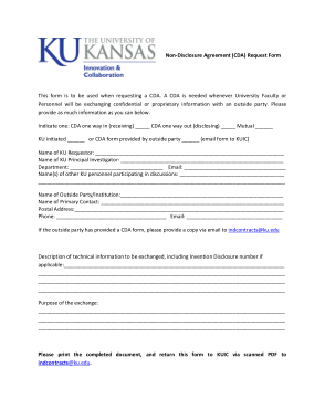 Basic Non Disclosure Agreement Request Form Template