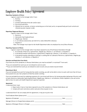 Employee Policy Agreement Form Template