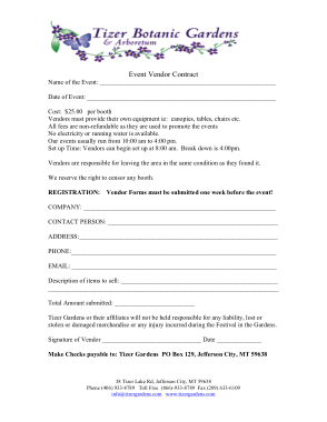 Event Contractor Agreement Form Template