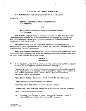 Executive Employment Agreement Form Template
