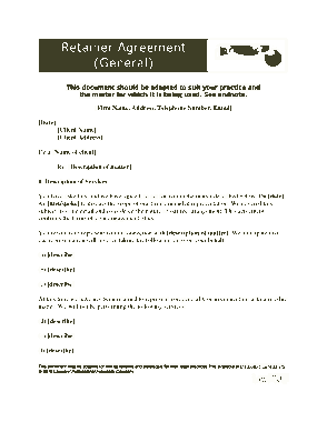 General Retainer Agreement Form Template