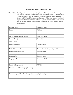 House Rental Application Form Template