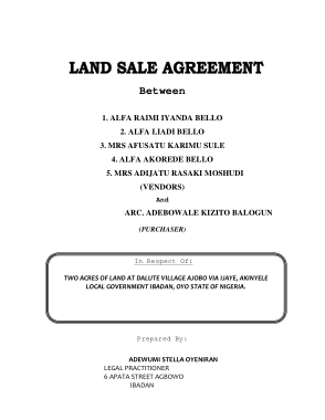 Land Sale Agreement Form Template