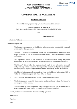 Free Download PDF Books, Medical Student Generic Confidentiality Agreement Template