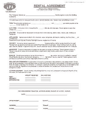 Month To Month Rental Agreement Form Printable Template