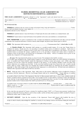 Month To Month Rental Agreement Form Sample Template