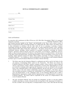 Mutual Generic Confidentiality Agreement Template