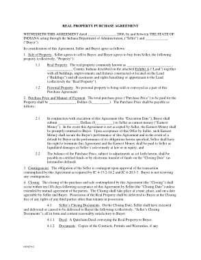 Property Purchase Agreement Form Template