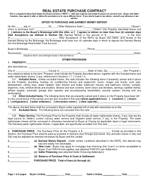 Real Estate Purchase Agreement Form Template