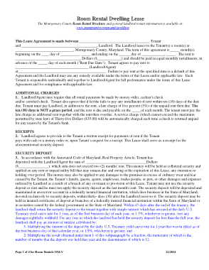 Room Rental Lease Agreement Form Template
