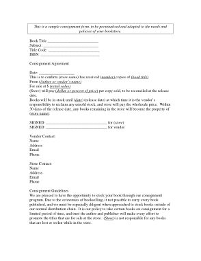Sample Consignment Agreement Form Template