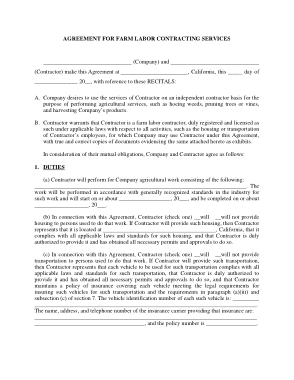 Sample Labor Agreement Form Template