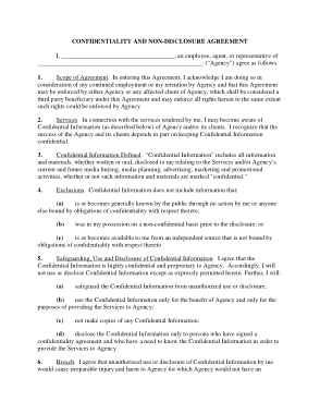 Sample Non Disclosure Confidentiality Agreement Form Template