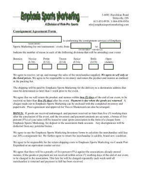 Sample Sample Consignment Agreement Form Template