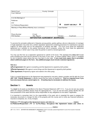 Separation Marriage Agreement Form Template