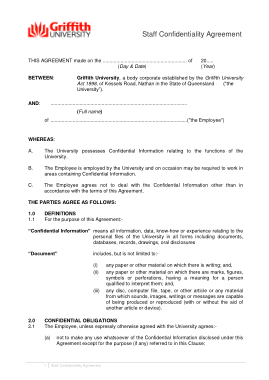 Staff Confidentiality Agreement Form Template