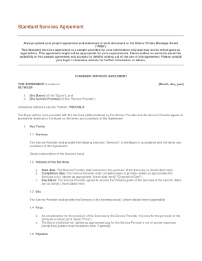 Standard Services Agreement Form Template