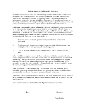 Student Confidentiality Agreement Form Template
