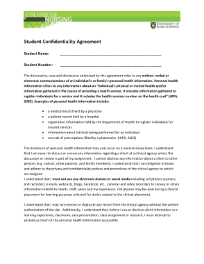 Student Confidentiality Agreement Template