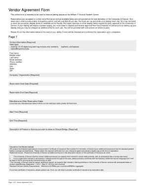 Vendor Agreement Form PDF Template