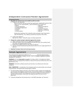 Vendor Contractor Agreement Form__ Template