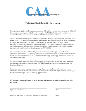 Volunteer Confidentiality Agreement Example Template