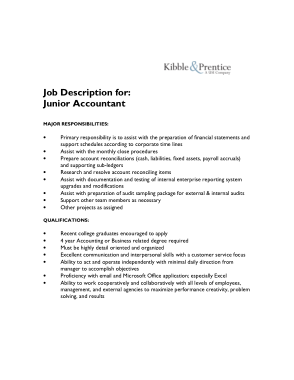 Junior Accountant Job Description Template