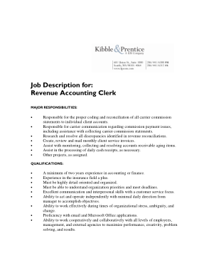 Revenue Account Clerk Job Description Template
