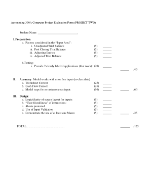 Accounting Evaluation Form Template