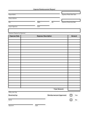 Accounting Expense Reimbursement Request Form Template