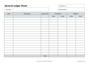 Free Download PDF Books, Accounting General Ledger Sheet Form Template