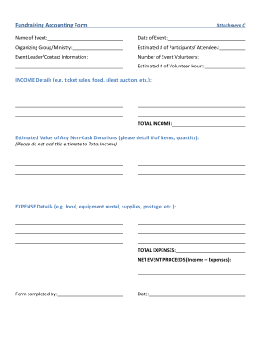 Basic Fundraiser Accounting Form Template