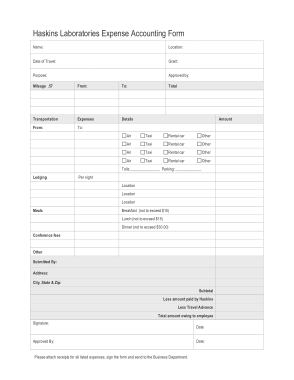 Basic Laboratories Expense Accounting Form Template