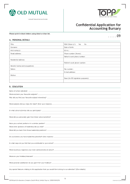Confidential Application for Accounting Bursary Template