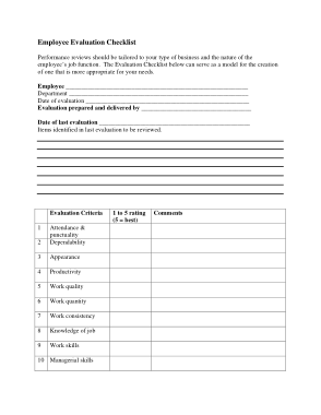 Employee Accounting Evaluation Form Template